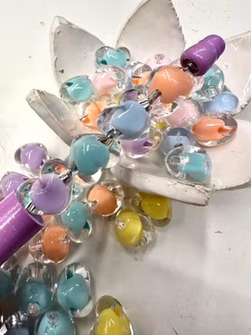 Hjärtan, bead in bead, pastell, 15mm (10st)