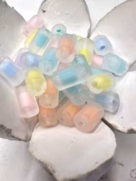 Frostade cylinder, bead in bead, pastell, 12.5mm (20st)