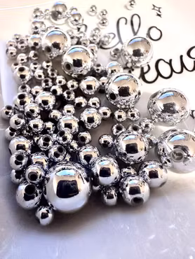 Mix med runda CCB, silver, 4-10mm (100st)