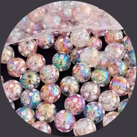 Stora pärlor med glitter och bling, 16mm (10st)