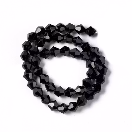 Sträng Biconeslipade kristallimitation, 6mm, svart (ca45st)