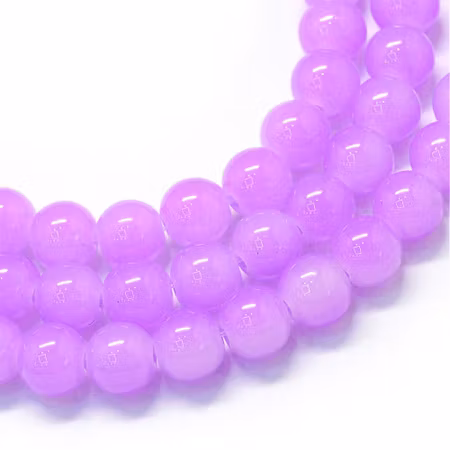 Sträng med jadeimitation, orkidé, 6,5mm, glaspärlor (ca137st)