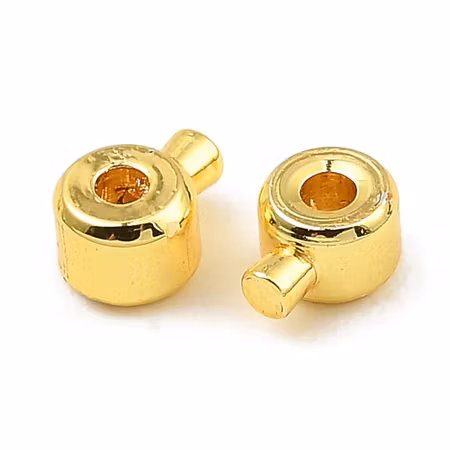 Klämpärla deluxe med propp, 18k Guld, 3,5x4,5mm (5st)