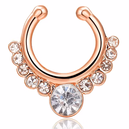 Näsring för dig utan hål, septumring, guld mässing & cubic zirconia (st)