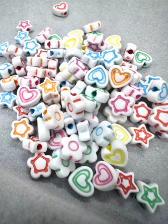 Blandade symbolpärlor, akryl, mix, 8mm (100st)