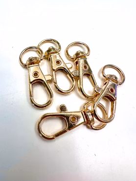 Karbinhakar till nyckelring, 32mm, guld (5st)