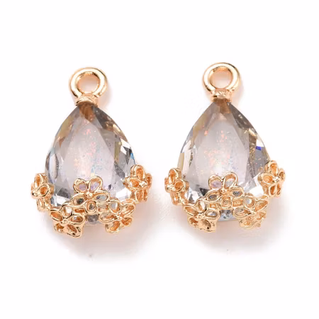 Läckra berlocker med rhinestones, smoke, 20x12mm (2st)