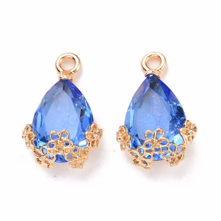 Läckra berlocker med rhinestones, blue, 20x12mm (2st)
