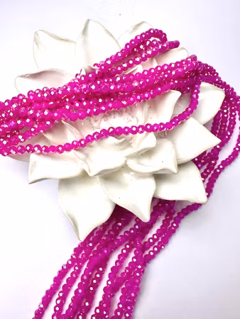 Slipade glasrondeller, 4x3,5mm, jadeimitation AB pläterad, fuchsia (115st)