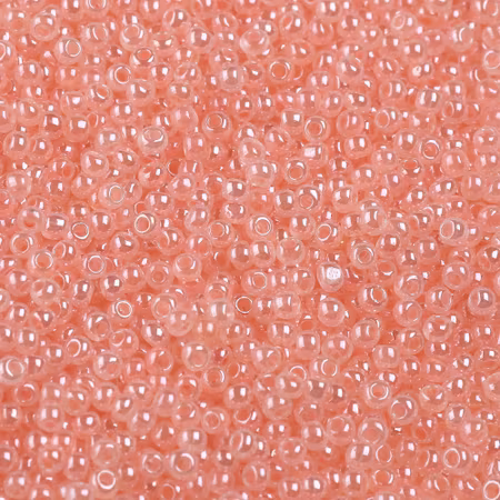 Seed beads av glas, 12/0 klass A, jämna skimrande ljuskorall, 2x1.5mm (20g)