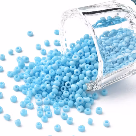 12/0, Seed beads av glas, ojämna ljusblå (50g)
