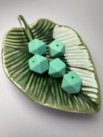 Hexagon av silikon, aquamarine, 17mm, säkra för bebis (5st)