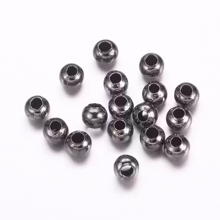 Runda pärlor av järn, 3mm, småttisar i gunmetal (500st)