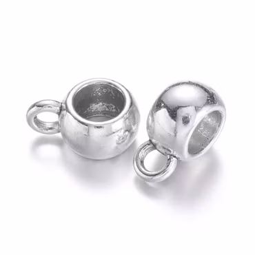 Berlockhållare, antik silver, blandmetall, 10,5mm (10st)