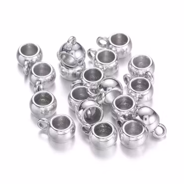 Berlockhållare, antik silver, blandmetall, 10,5mm (10st)