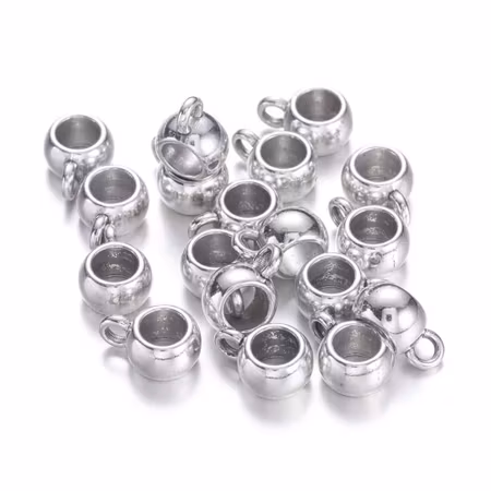 Storpack Berlockhållare, antik silver, blandmetall, 10,5mm (50st)