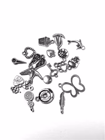 Mix med blandade berlocker, silver (ca 20st)