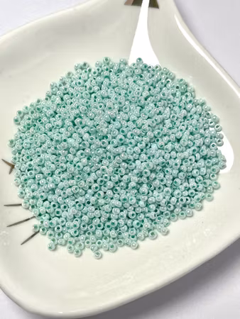 Seed beads av glas, skimrande aquamarine, 11/0 klass A, jämna, 2,3x1.5mm (20g)