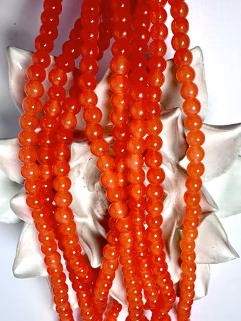 Sträng med glaspärlor, Jadeimitation, apelsin, 6,5mm (140st)