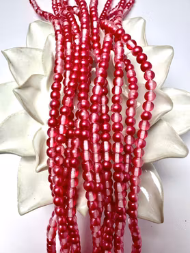 Sträng glaspärlor, night and day clear, ros, 4mm (190st)