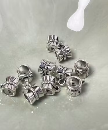 Berlockhållare, rosett, antik silver, 9x6x6mm (10st)