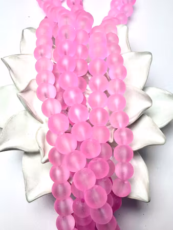 Sträng med frostade glaspärlor, pearl pink, 10mm (80st)