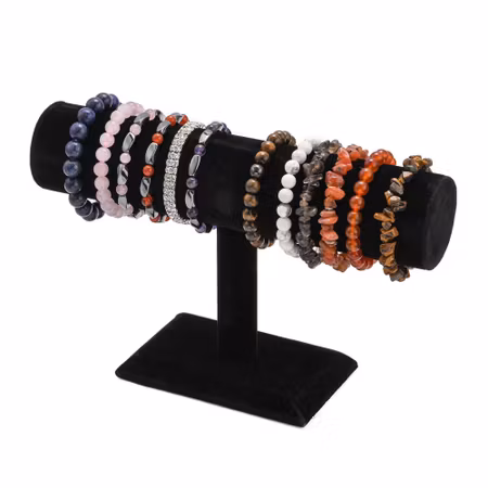 Armbandsdisplay, Tbar, svart sammet, 24cm