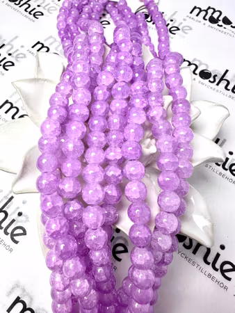 Sträng glaspärlor, Dovt Krackelerade Im so orchid, 8mm (100st)