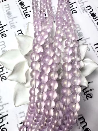 Sträng med glaspärlor, fluff cold lilac, 10mm (90st)