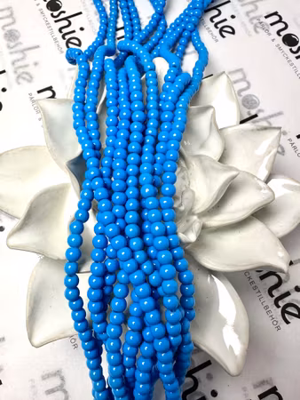 Sträng glaspärlor, baking paint, dodger blue, 4mm (200st)