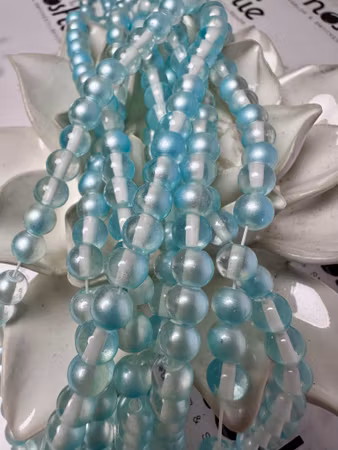Sträng glaspärlor, night and day clear, light turquoise, 6mm (145st)