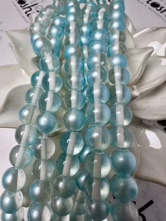 Sträng glaspärlor, night and day clear, light turquoise, 8mm (105st)