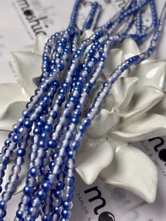 Sträng glaspärlor, night and day clear, steel blue, 4mm (190st)