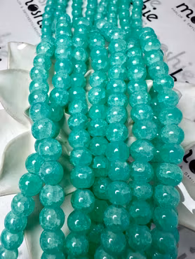 Glaspärlor 8mm runda på sträng Im so… Eucalyptus 100st