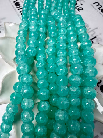 Sträng Dovt Krackelerade, Im so eucalyptus, 8mm, glaspärlor (100st)