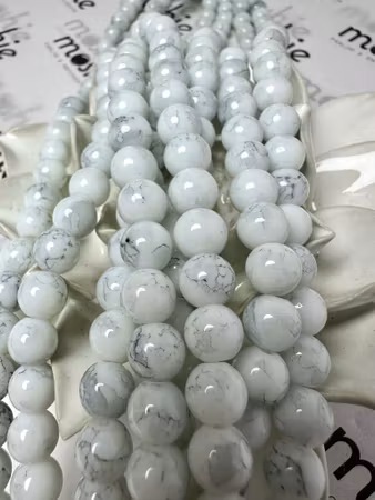 Sträng med glaspärlor, swirl, marmor, 8,5mm (100st)