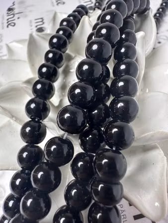 Sträng glaspärlor, baking paint, obsidian eclipse, 8mm (50st)