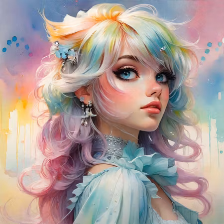 Diamond Painting, 50x50cm, pastell flicka, komplett kit, fyrkantiga