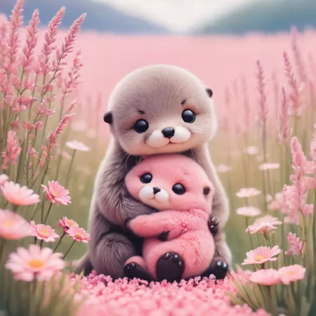 Diamond Painting, 50x50cm, otter love, komplett kit, fyrkantiga