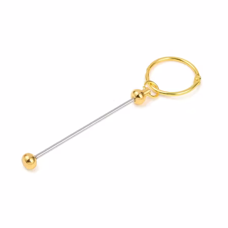 Pinne med stort klämlås till nyckelring, guld, 11cm (st)