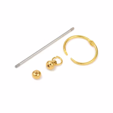 Pinne med stort klämlås till nyckelring, guld, 11cm (st)