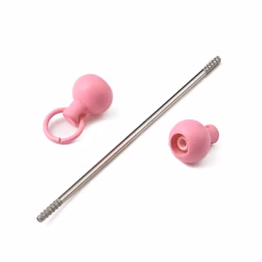 Pinne med fäste till nyckelring, rosa, 9cm (st)