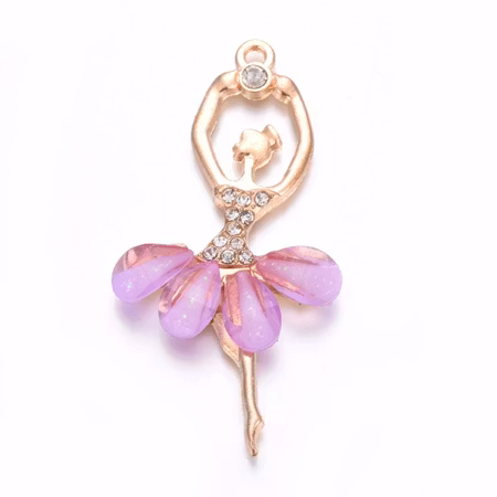 Ballerina berlock, rhinestones, violet, 6cm (st)