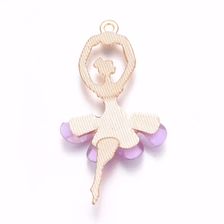 Ballerina berlock, rhinestones, violet, 6cm (st)