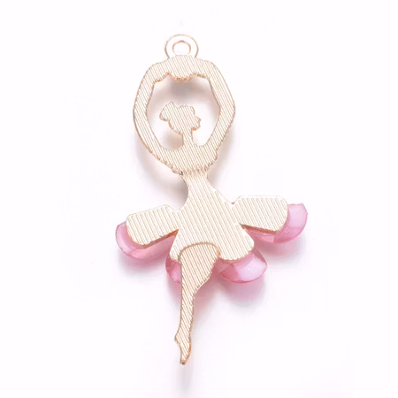 Ballerina berlock, rhinestones, rosa, 6cm (st)