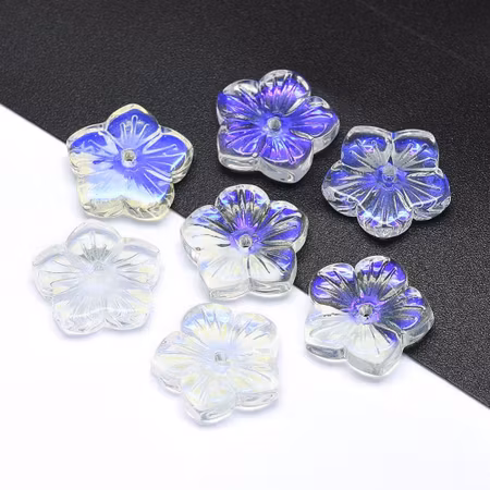Blommor av glas, transparent AB, 12 mm (10st)