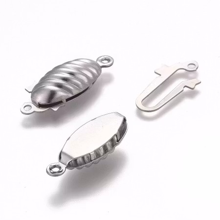 Låsklämma, platinum, rostfritt stål, 21mm, box clasp (5st)