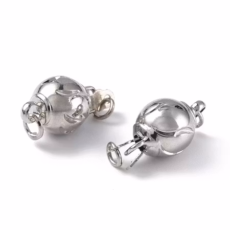 Rund Låsklämma, mässing, platinum, 7,5mm, box clasp (3st)