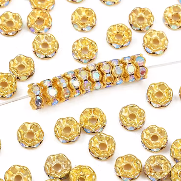 Strassrondell, 6mm, vågig, AB guld, mässing, klass A (20st)