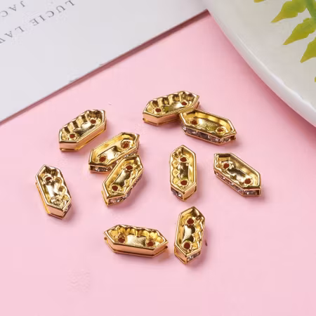 Bridge spacer, multistrand, rhinestones, hexagon, 11mm (10st)